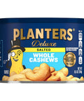 PLANTERS Deluxe Lightly Salted Cashews, Plant Based Protein, 18.25Oz (1 Ct) | Whole Roasted Cashews. Snacks for Adults. Resealable Canister. Plant Based Protein Snack. Pantry Staples