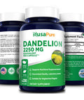 NusaPure Dandelion Extract 2,250mg 200 Veggie Capsules (Non-GMO, Extract 5:1 & )