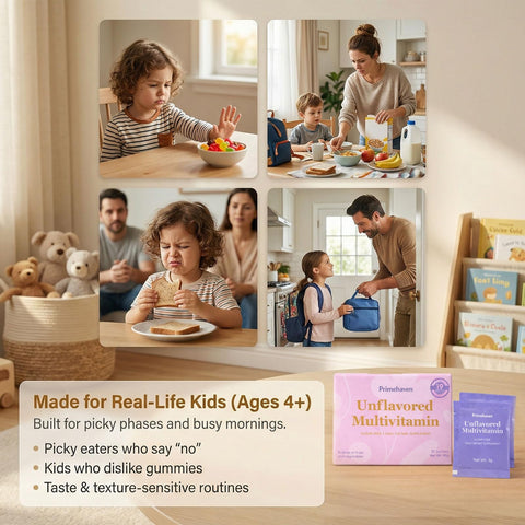 Vitamin Powder Unflavored Multivitamin with 19 Vitamins and Minerals Fruit and Veggie Blend SugarFree 30 Stick Packs