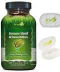 Irwin Naturals Immune Support Supplement Immuno Shield With Vitamin C Zinc 100 Liquid Softgels Bundle With A Pill Case