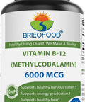Brieofood Vitamin B12 (Methycoballamin) 6000 mcg 240 Tablets. NonGMO and Gluten
