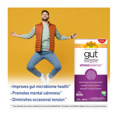 Country Life Gut Connection - Stress Balance - 60 Ct - Improves Gut Microbiome Health - Promotes Mental Calmness - Diminishes Occasional Tension