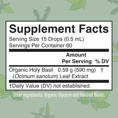 Maryruth Organics Holy Basil Sugar | Tulsi Holy Basil Herbal Liquid Drops | Antioxidant | Cognitive Function | Digestive Support | Energy Levels | Vegan | Non-GMO | 1 Fl Oz