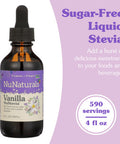 Nunaturals Liquid Vanilla Stevia, Sugar-Free Sweetener, Plant-Based Sugar Substitute, Zero Calorie, 2Oz (2-Pack)