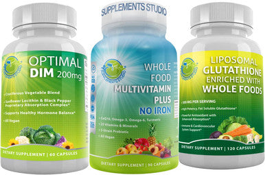 Whole Food Multivitamin No Iron With Liposomal Glutathione Dim Hormonal Balance Supplement For Optimal Multisystem Support And Master Antioxidant