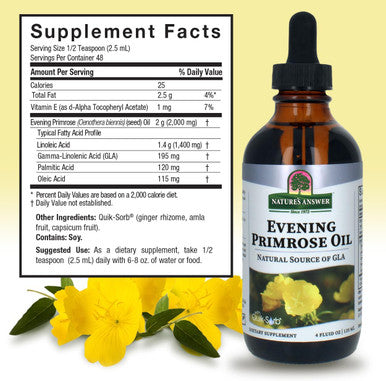 Nature'S Answer Liquid Evening Primrose Oil 4oz Liquid | Cold Pressed | Essential All Natural Moisturizer for Hair Skin Nails | Rosacea Psoriasis Eczema Relief | Single Count