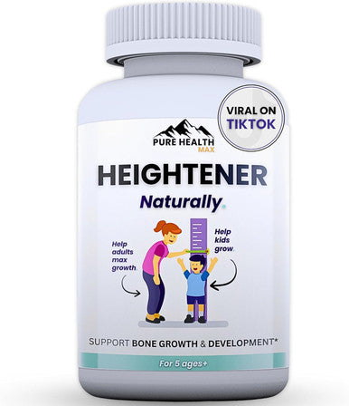 Heightener Natural Height Growth Supplement For Kids Teens And Adults To Increase Bone Strength And Grow Taller Height Maximizer Pills With L Arginine Calcium and Zinc 60 Capsules