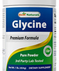 Best Naturals Glycine Powder 1 LB - Neurotransmitter & Relaxation Support