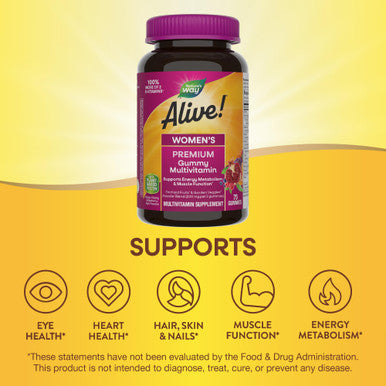 Nature'S Way Alive! Premium Women S Gummy Multivitamins, Full Vitamin B Complex, Supports Immune Health*, Mixed Fruit Flavored, 75 Gummies