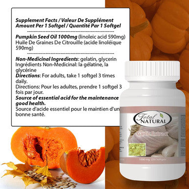 Pumpkin Seed Oil 1000mg 180s [1 bottle] by Total Natural, Men And Sex Health Care, Supports Healthy Prostate And Urinary Control, Made In Canada