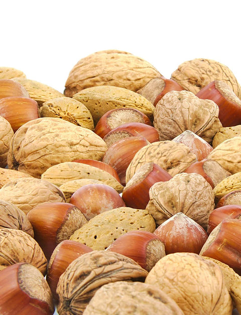 Anna and Sarah, Premium Mixed Nuts in Shell, California Jumbo Chandler Walnuts, Georgia Extra Large Pecans, California Almonds, Large Oregon Hazelnuts, Buttery Taste Brazil Nuts in Box, 8 Lbs