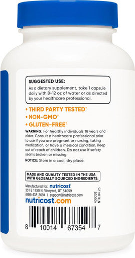 Nutricost Zinc Picolinate 30Mg 240 Capsules - Gluten And Non-Gmo