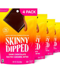 SkinnyDipped Dark Chocolate Coconut Almond Bites, Low Sugar Chocolate Coconut Bar, 3.17oz Resealable Bags, Pack of 4 (24 Bites Total)