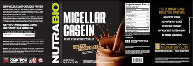 Nutrabio Micellar Casein Protein Powder 2 lbs Dutch Chocolate
