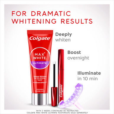 Colgate Max White Ultimate at Home LED Teeth Whitening Kit Enamel Safe Reverses up to 20 Years of Stains Whitening Pen and Smartphone Powered LED Whitening Light Developed by Dental Experts 1 Pack