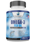 American Standard Supplements Triple Strength Omega-3 Fish Oil Ultra-Potent Non-GMO Omega-3 Supplement 2,000mg Fish Oil, 800mg EPA, 600mg for Improved Heart, Joint, Skin Health 120 Softgels