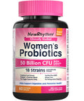 NewRhythm Women's Probiotics Organic Cranberry for Women's Vaginal Health 50 Billion CFU 18 Strains Probiotics and Prebiotics Support Digestive Health 60 Vegan Capsules