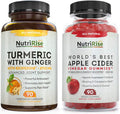 Apple Cider Vinegar Gummies + Turmeric with Ginger Caps: Powerful Combo for Metabolic Support, Digestive Health, Energy, Weight Loss, Detox & Cleanse. Vitamins B6-B12, Beet & Pomegranate Juice, Vegan