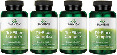 Swanson Tri-Fiber Complex - Digestive Health Supplement Made with Psyllium Oat Bran '&' Apple Pectin - (100 Capsules) 4 Pack
