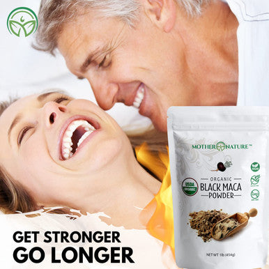 Mother Nature Organics Superfoods for Organic Living Organic Raw Black Maca Root Powder Premium Usda Certified Ideal For Men and Women Boost Workouts Enhance Muscle Recovery Non-Gmo Vegan Superfood