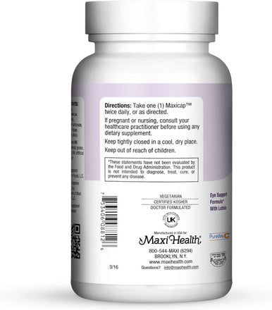 Maxi Health Bilberry Supreme With Eyebright And Lutein Eye Support Formula 120 Count