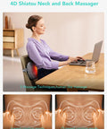 Skg Shiatsu Back Massager For Pain Relief Deep Tissue Gifts For Men Women Dad Mom With Heat Cordless 4D Kneading Back Massager For Upper And Lower Back
