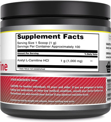 Amazing Nutrition Formulas Acetyl L-Carnitine 100 Grams (3.5 Oz) Powder Supplement | 100 Servings | Non-GMO | Gluten | Made in USA