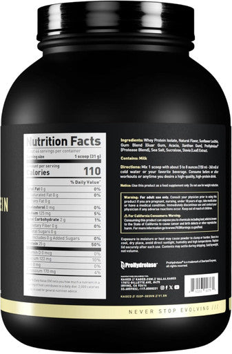Kaged Muscle Whey Protein Powder 100% Whey Protein Isolate for Post Workout Recovery Vanilla 3lbs