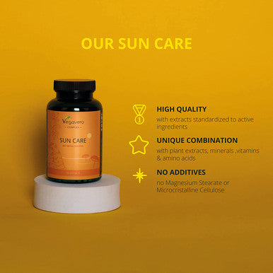 Tanning Capsules VegaveroÃƒâ€šÃ‚Â® | with Beta Carotene, Vitamin E, L-Tyrosine, Copper, Zinc & Plant Extracts | 180 Vegan Capsules | Skin Protection Support