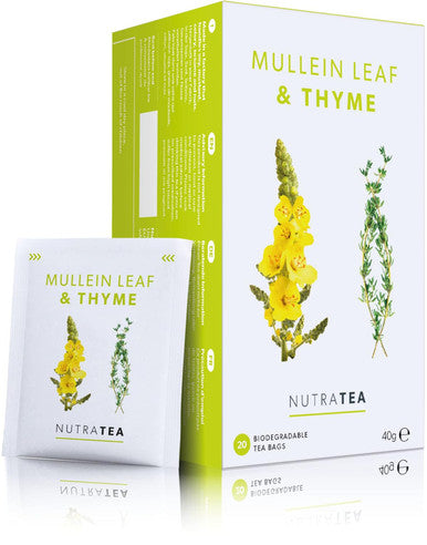 Nutra Tea NutraTea - Mullein Leaf & Thyme Tea | Mullein Tea | Mullein Leaf Tea - Mullein Tea For Lungs & Throat - 20 Tea Bags - Herbal Tea