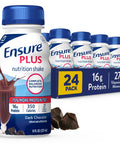 Ensure Plus Nutrition Shake 24 Count With 16 Grams Of Protein Meal Replacement Shakes 8 Fl Oz (Pack Of 24) Rich Dark Chocolate 192 Fl Oz