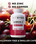 Viteyes AREDS 2 Zinc Macular Health Formula Capsules Natural Vitamin E No Zinc No Copper Eye Vitamin Smaller Capsules Vision Protection 180 Capsules
