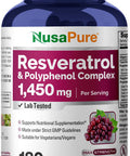Nusapure Resveratrol & Polyphenol Complex 1450Mg 180 Vegetarian Caps (Non-Gmo Vegan) Vitamin C