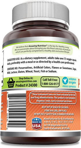 Amazing Nutrition Formulas Psyllium Husk 750mg Veggie Capsules Supplement | Non-GMO | Gluten | Made in USA | Suitable for Vegetarians (120 Count)