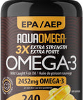 Aquaomega 3X Extra Strength Epa Omega-3 - Wild Caught Omega 3 Fish Oil Capsules With Epa, Dha And Vitamin D - 2452Mg Omega 3 Supplements - 240 Softgels