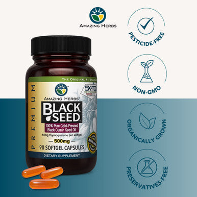 Amazing Herbs Cold-Pressed Black Seed Oil 500Mg - 90 Softgels2