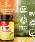 B Complex - Plus Biotin, Vitamin C, & Folate - B-Complex with All B Vitamins - for Natural Energy Support & Immune Support - Vegan High Potency Super Vitamin B Supplement - 60 Capsules