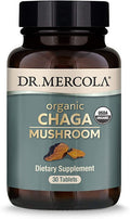 Dr. Mercola Organic Chaga Mushroom Dietary Supplement, 30 Servings (30 Tablets),Non GMO, Gluten , Soy , USDA Organic