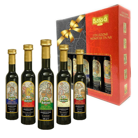 BASSO 1904 - Infused Extra Virgin Olive Oil Gift Box Set, First Cold Pressed, Variety Pack, 4 bottles x 8.5 fl.oz (250ml), Naturally Infused for Dipping & Tasting