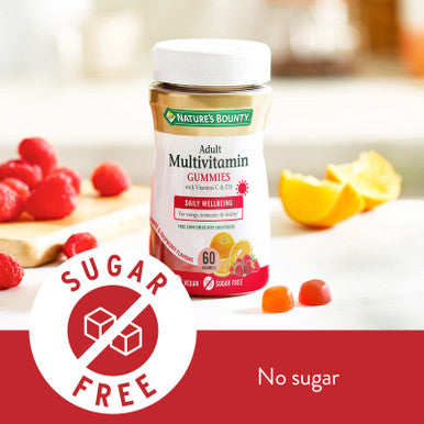 Nature's Bounty Adult Multivitamin Gummies - Pack Of 60 Gummies Two-A-Day - With Vitamin B6 B12 D3 C And Biotin - For Everyday Wellbeing - Immune Support And Bone Health - Suitable For Vegans
