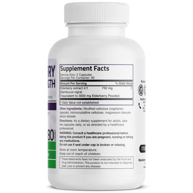 Bronson Elderberry Extra Strength, Supports Healthy Immune System & Antioxidant Protection, Non Gmo, 180 Vegetarian Capsules