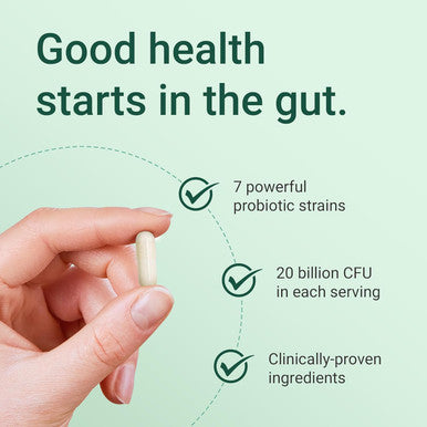 Hey Nutrition Probiotic Complex Supplement - 20 Billion CFU - Suitable for Vegetarians & Vegans - Supports Gut & Skin Health Improves Immune Response - UK Manufactured - 60 Vegan Capsules