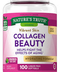 Collagen Beauty Supplement | 100 Liquid Max Softgels | Non-GMO & Gluten Pills | Hydrating Formula | by Natures Truth