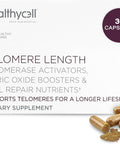 Healthycell Telomere Length Supplement - Anti-Aging Telomere Lengthening Supplements With Phytonutrients & Vitamins For Cellular Health - Ac-11 Astragalus & Resveratrol - 30 Gel Packs Grape Flavored