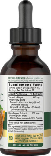 Carlyle Turmeric and Ginger Drops 2 fl oz | Supplement with Black Pepper | Vegan Non-GMO Gluten