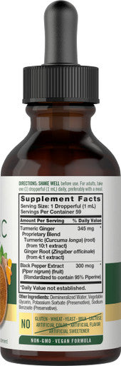 Carlyle Liquid Turmeric And Ginger Supplement | 2 Fl Oz | With Black Pepper | Vegan, Non-Gmo, Gluten Free