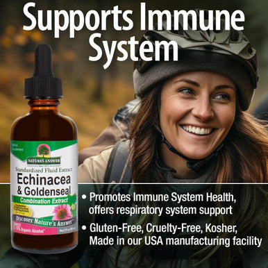 Nature'S Answer Echinacea and Goldenseal Root with Organic Alcohol 1000mg 2oz Extract | 5mg Berbine 2.5mg Hydrastine 10mg Polyphenols Per Serving | Supports Immune System | Single Count