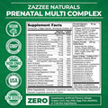 Zazzee Extra Strength Prenatal Multi Complex, 120 Vegan Capsules, Enhanced with MK7, 10 Billion CFU 13-Strain Probiotic Blend, Prenatal Enzyme Digestive Blend and Organic Prenatal Herbal Blend