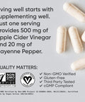 Apple Cider Vinegar Pills with Cayenne Pepper Made from Organic Fermented Apple Cider NonGMO Project Verified Vegan 120 Veggie Capsules
