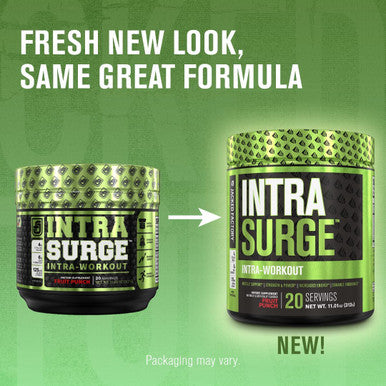 INTRASURGE Intra Workout Energy BCAA Powder 6g BCAA Amino Acids Natural Caffeine 4g Citrulline Malate and More for Muscle Building Strength Endurance Recovery Fruit Punch 20sv